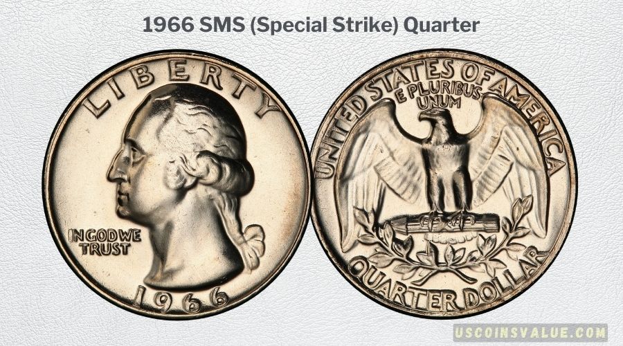 1966 SMS Deep Cameo quarter showing frosted Washington portrait against mirror-like reflective fields with maximum cameo contrast